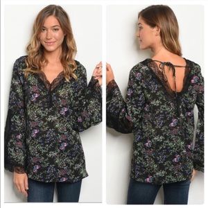 Black Lace Floral Top 🦋